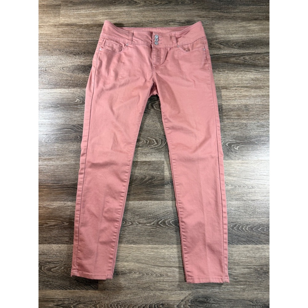 Wax Jean Butt I Love You Pink Skinny Pants‎ High Rise Triple Button Dusty Rose